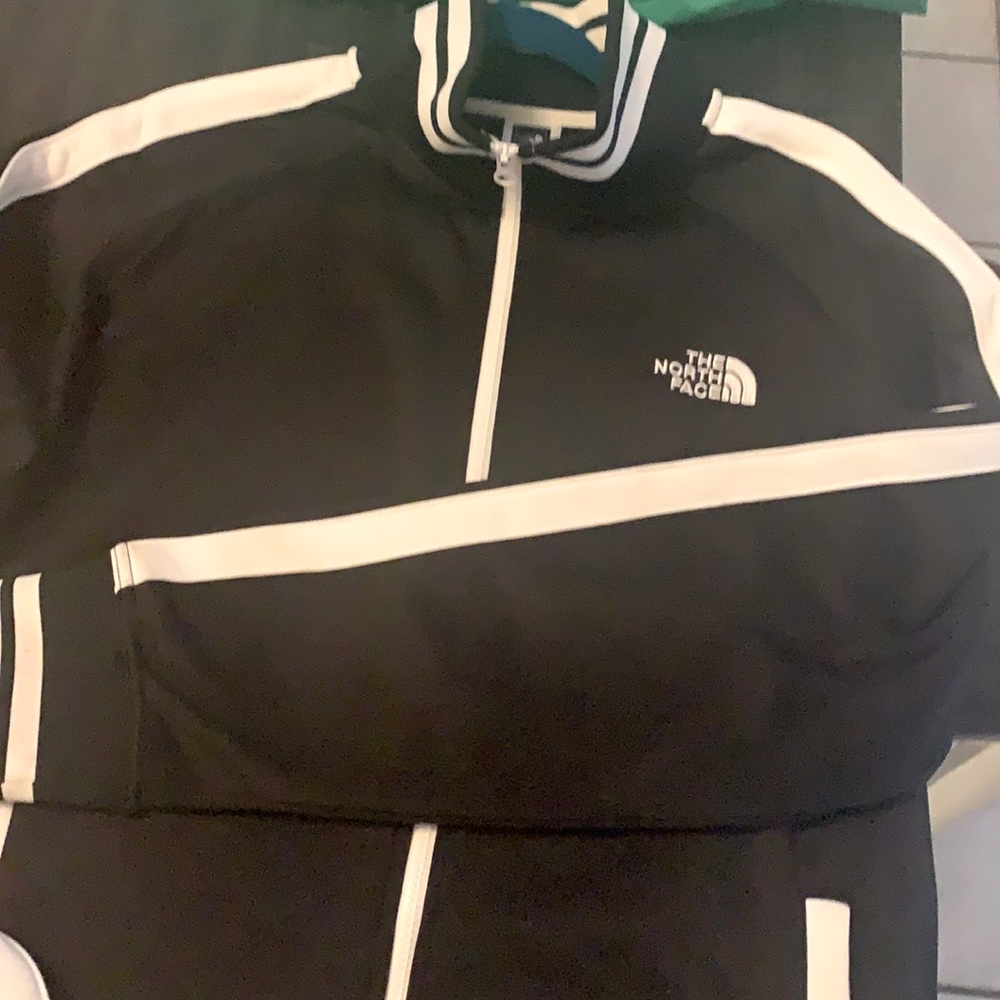 North Face zip up black and white